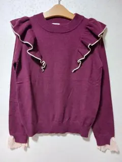 ワインレッド ニット