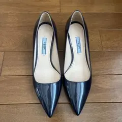 PRADA パテントレザー ポインテッドトゥパンプス ネイビー 35.5