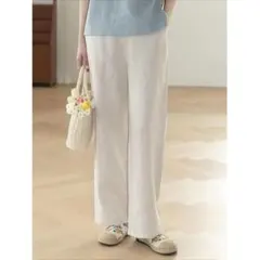 シンプル ワイドパンツ 薄手 無地 レディース 着痩せ効果 カジュアル