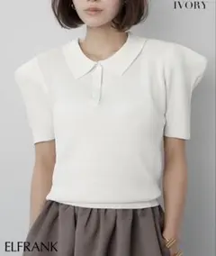 ELFRANK パフスリーブ ポロニット アイボリーのサムネイル