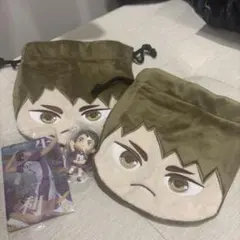 ハイキュー 牛島若利 こんにち輪フィギュアマスコットカード 巾着 4点セット