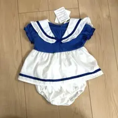 セーラー襟 半袖ワンピース 80cm セパレート　ドナルド　ブルー