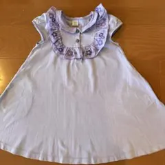 ANNA SUI mini120センチ薄紫　刺繍フリル付き襟付ワンピース