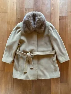 【美品】アンゴラウールコート　ブルーフォックスファー付き　ベージュ