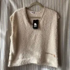 新品❣️moz ベージュ Vネック ニットベスト LL