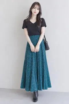 花柄 ロングスカート グリーン系 アメリカンホリック Mサイズ