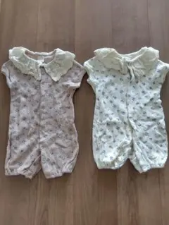 双子 tete a tete 花柄ロンパース 50-70センチ 2着セット