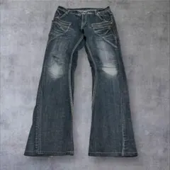 y2k archive flare denim fade gimmick 本革