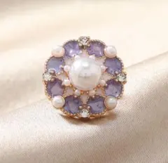 ピンバッジ ブローチ コサージュ パール 花 アンティーク 風 アクセサリー