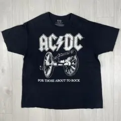 【希少】00s AC/DC ロンT フェード バンT 短丈 ブラック 2005年 2000s 2000年代 ACDC 音楽 ミュージック 半袖 黒 ブラック バンT