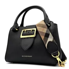 極美品 バーバリー 2way バックルトート メガチェック レザー ロゴ 黒