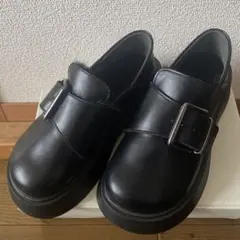 黒 バックル付き 厚底ローファー　24cm
