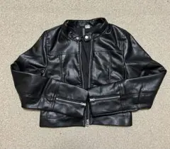ブラックショートエコレザージャケット S