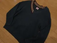 Son of the Cheese ダークグリーン Vネックニット L