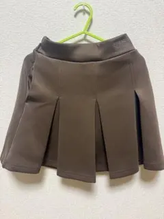 ブラウン プリーツスカート ゴムウエスト