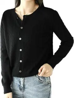 レディース ニットカーディガン 黒 ブラック