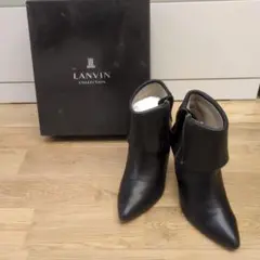 LANVIN ブラックレザーアンクルブーツ