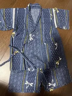 甚平　90サイズ　男の子　ネイビー　青　夏祭り　ベビー甚平　和柄甚平