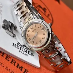 稼働 美品 Hermes クリッパー 腕時計 デイト 片開きバックル 3067 