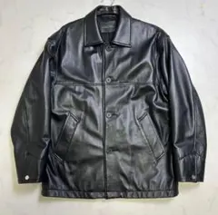 ナノユニバース レザー カーコート 羊革 黒 M 本革 レザージャケット