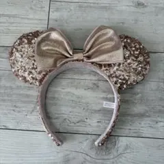 ディズニー　カチューシャ　ピンクシャンパン　スパンコール