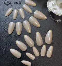 ラメ入りベージュネイル　ネイルチップ　ハートネイル　20枚セット　サイズ計測不要