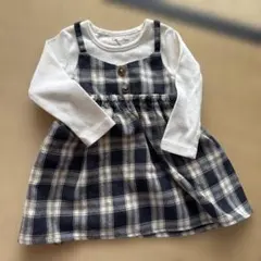 ネイビーのチェック　トップス　長袖