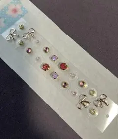 【灰紫】耳ツボジュエリー☆20粒☆ピンクゴールド系☆リボン