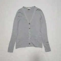 ユナイテッドアローズ シルク100%リブ Vネック カーディガン　グレー