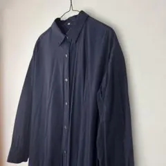 ユニクロ　ロング　シャツ　ワンピース　ネイビー　LL