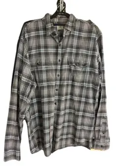 グレー チェック柄 長袖ネルシャツ