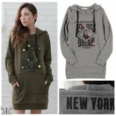 大きいサイズ☆ガールズプリントパーカーワンピース