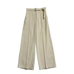 ユニクロ レディース ベルテッドドレープワイドストレートパンツ M ベージュ