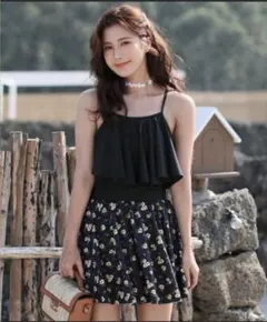 【新品未使用品】Teddy Shop フリルトップ花柄ワンピース水着