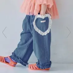 【未使用】p.premier ハートポケットフリルパンツ デニム 110