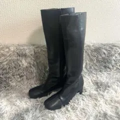 ロングブーツ スクエア チャンキーヒール【M】ブラック