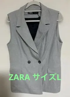 【新品タグ付き】ZARA ザラ ダブルブレスト ジレ ベスト グレー L