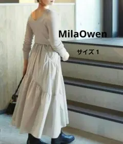 ミラオーウェン ワッフルニットティアードスカートドッキングワンピース