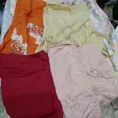 U-1 立体花モチーフ付　ショートエプロン　4点セット