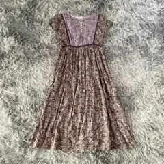 『URBAN RESEARCH』ボタニカルプリントフレンチワンピース　ロング丈