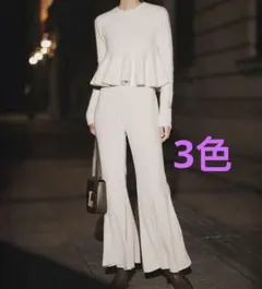 anuans トリアセバックサテンフレアパンツ