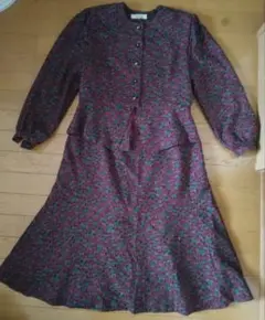 ピンク紫 小花柄長袖セットアップジャケットのみ