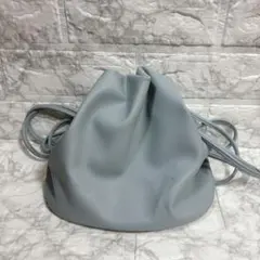 巾着型ショルダーバッグ　水色　ブルー