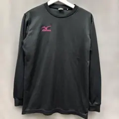 ミズノ バレーボール 練習着 長袖 プラクティスシャツ M 黒 ピンク ロンT