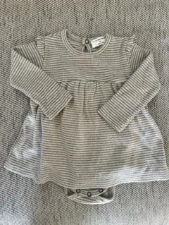 1+ in the family ストライプロンパース グレー系