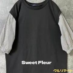 Sweet Fleur ✨ 七分袖プルオーバー ブラック×ストライプ 3L