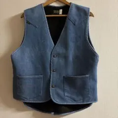 ヴィンテージ 70s USA製 黒ボア デニムベスト L アメカジ