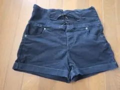 ハイウエスト　デニムストレッチショートパンツ