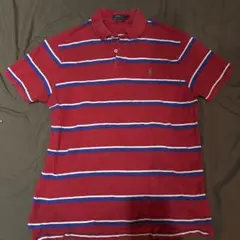 Polo Ralph Lauren 赤青ストライプ ポロシャツ