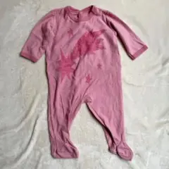 プチバトー 6m 60cm 足つきロンパース ボーダー 流れ星柄 ピンク